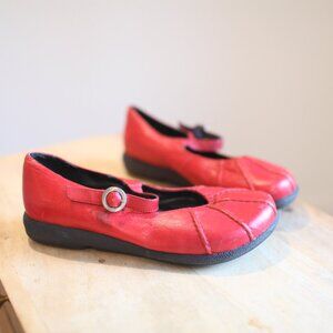 Dansko red leather maryjane buckle wedge shoes womens 9 40